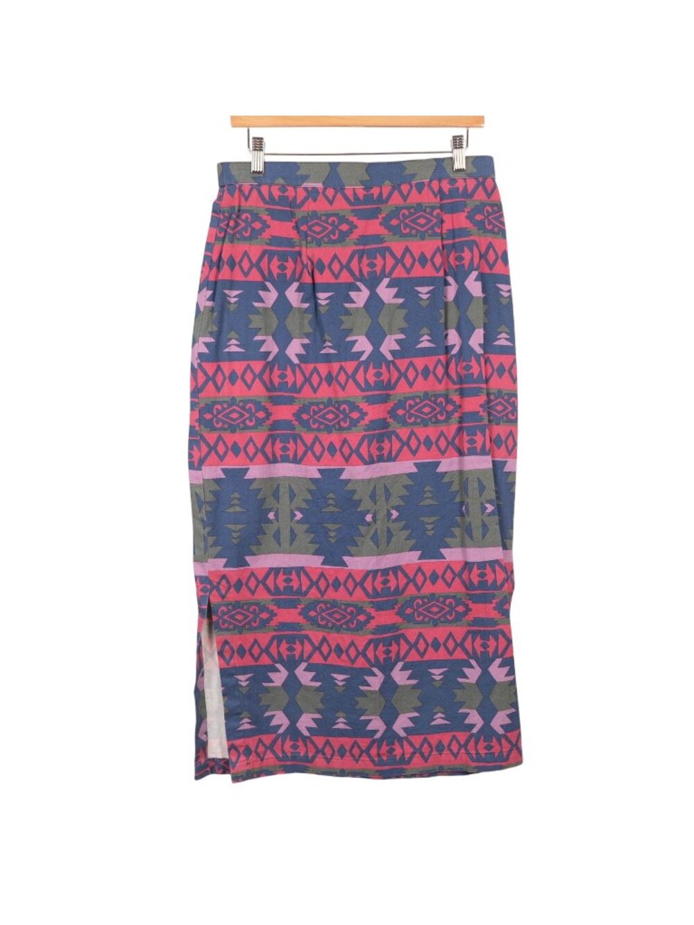 Southwestern Maxi Skirt 12 Womens New Cotton Blue Pink Green Slits Boho Festival